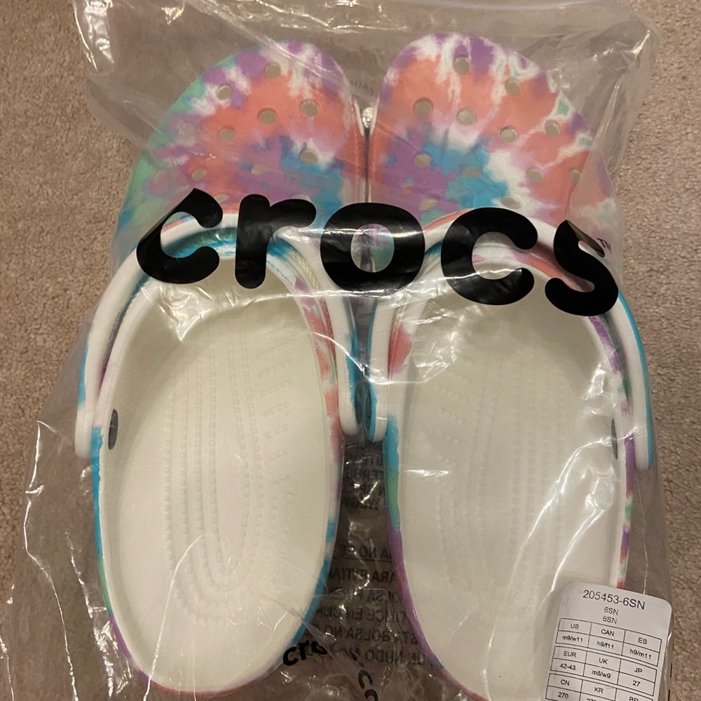 Brand new tye dye crocs clog shoes